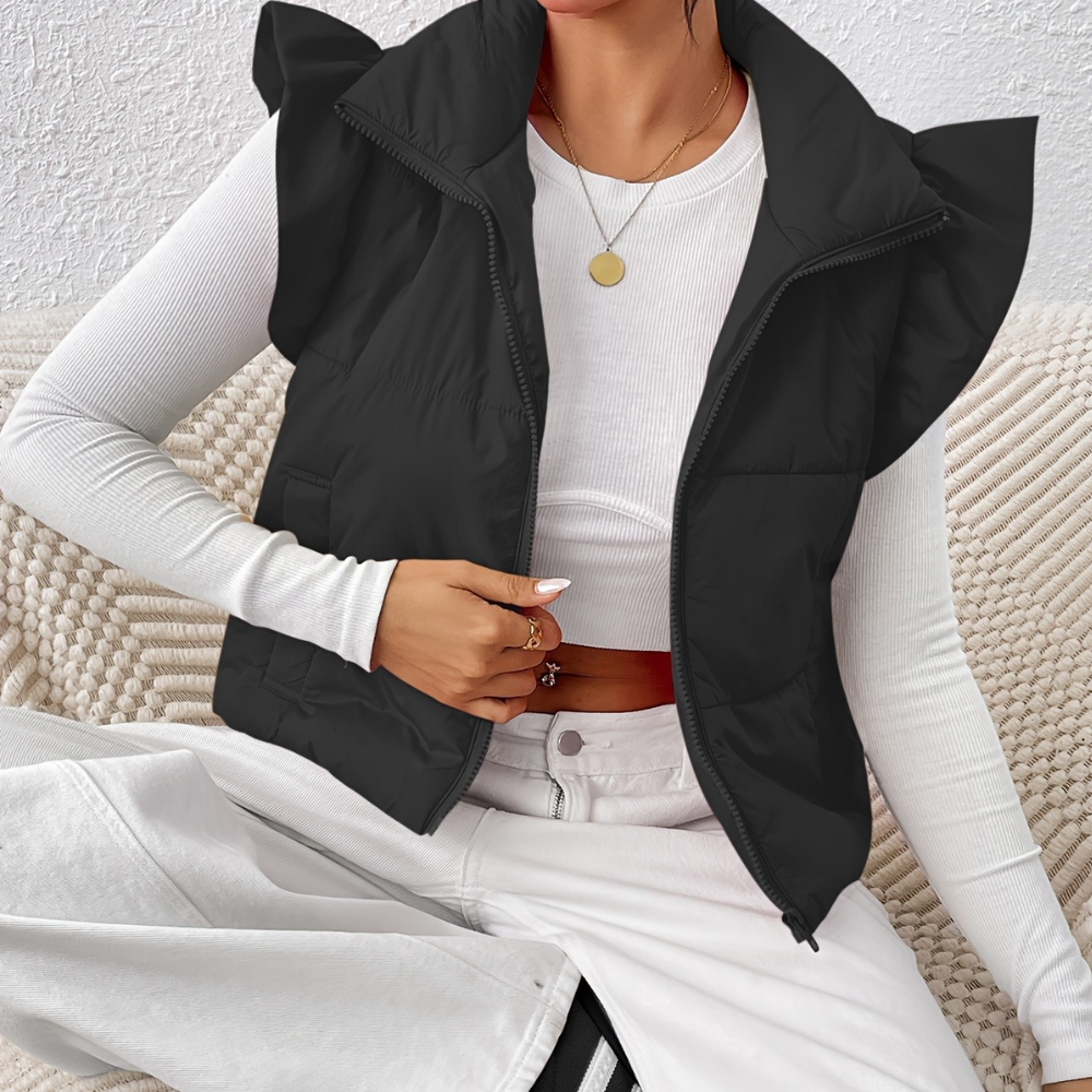 Dames bodywarmer met pofmouwtjes voor lente en zomer
