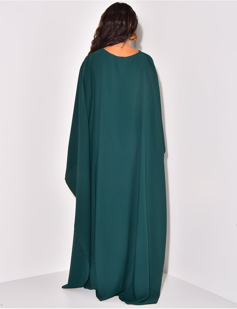 Lange dames avondjurk | Elegante cape met mouwen