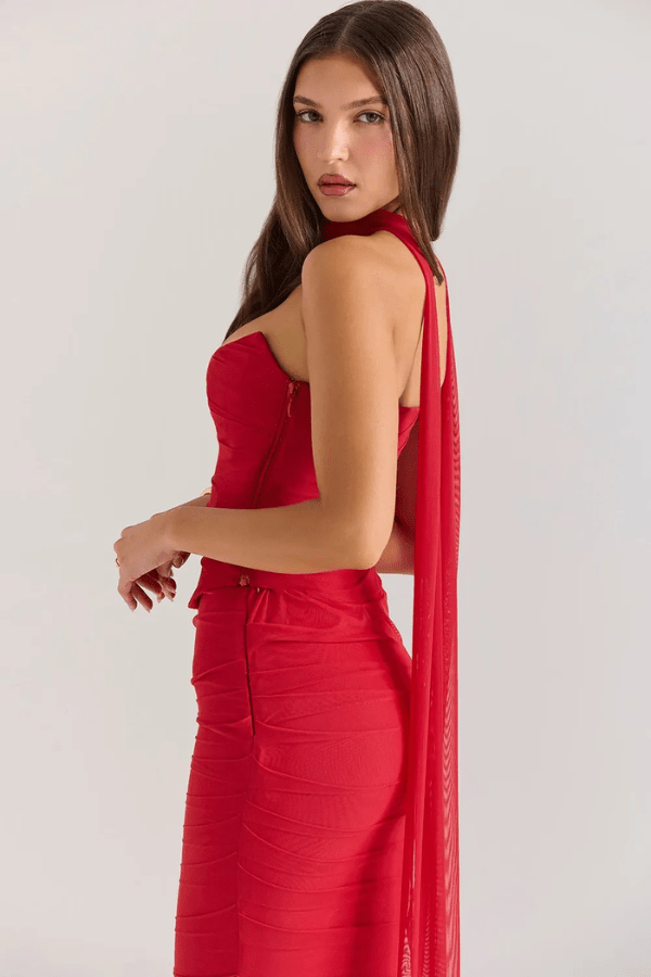 Strapless Corset Minirok met Netstof