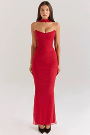 Strapless Corset Minirok met Netstof