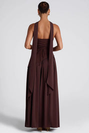 Dames avondjurk strapless met asymmetrische taille