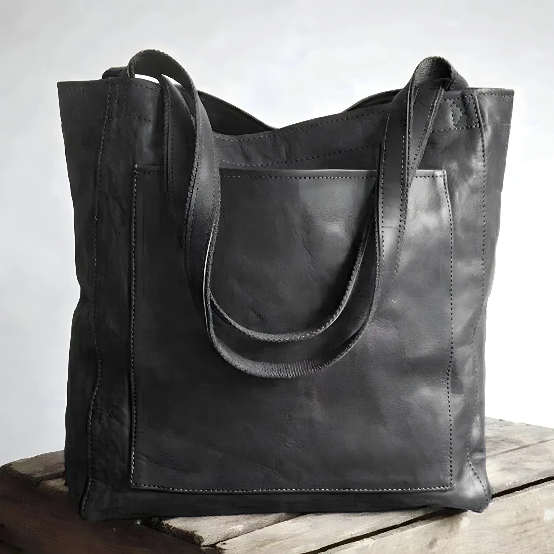 Dames shopper tas | Ruime vintage schoudertas met leren look