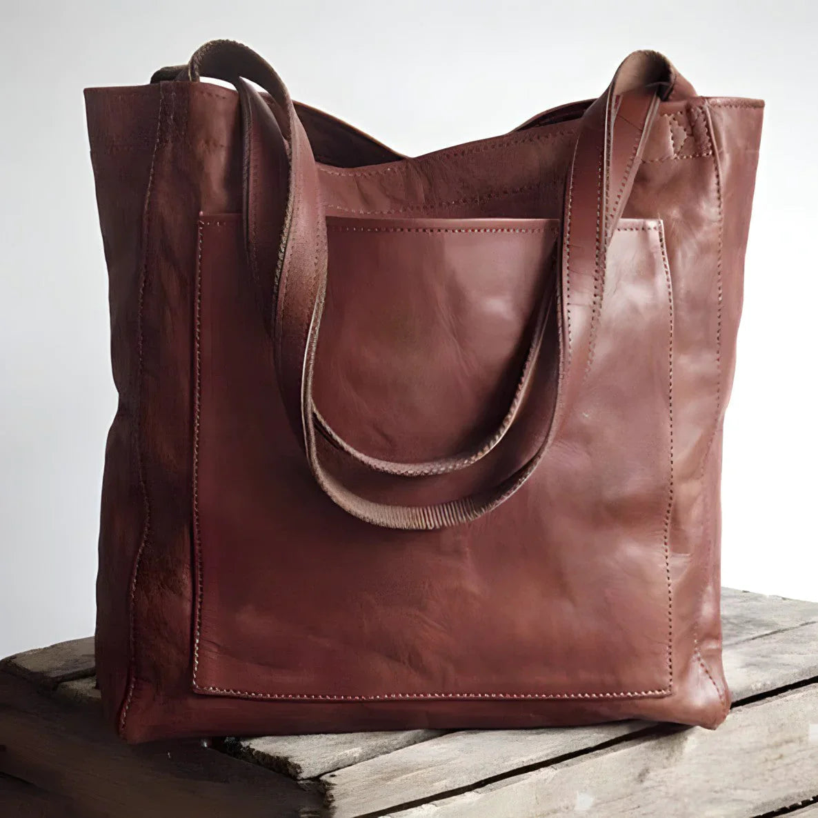 Dames shopper tas | Ruime vintage schoudertas met leren look