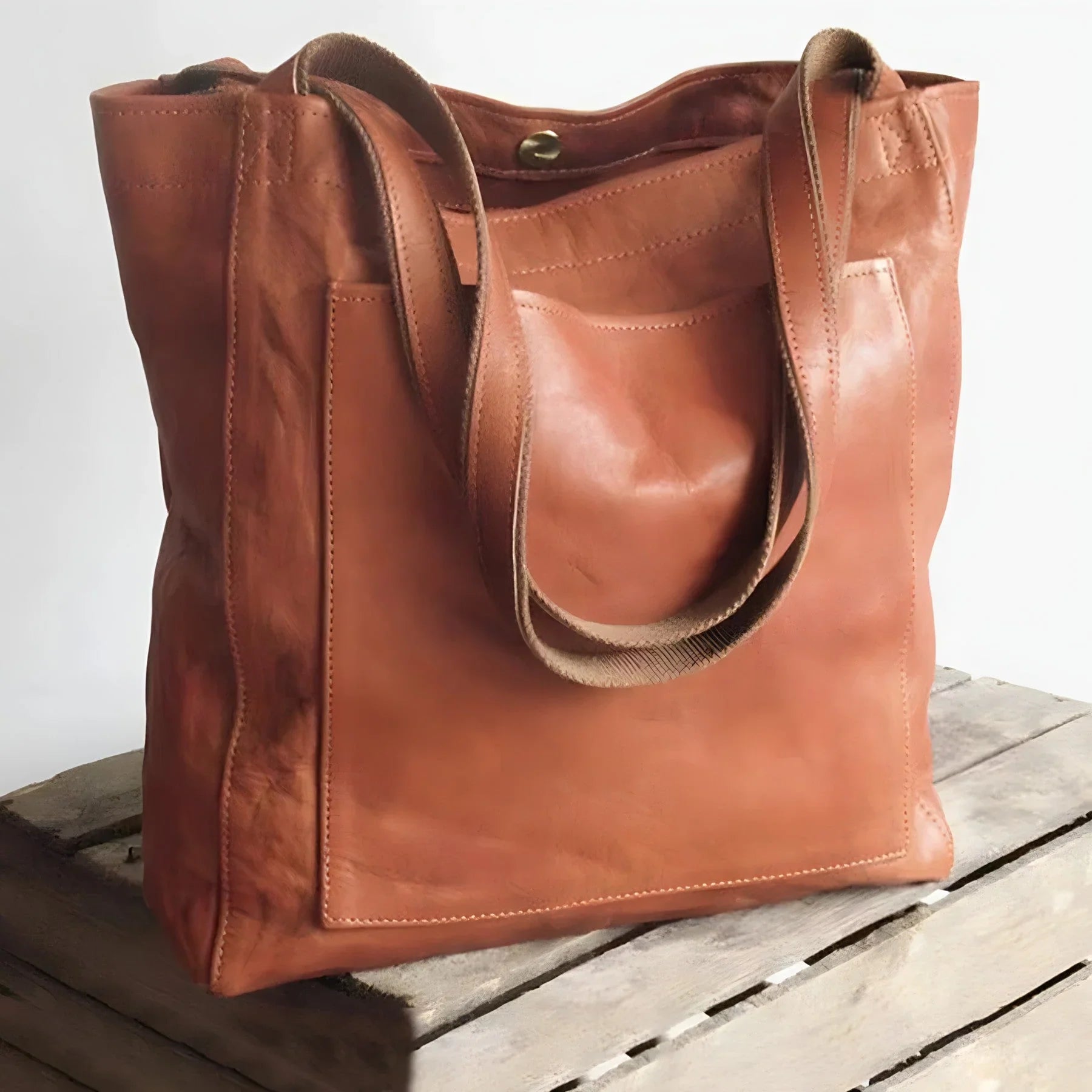 Dames shopper tas | Ruime vintage schoudertas met leren look
