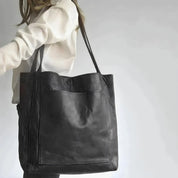 Dames shopper tas | Ruime vintage schoudertas met leren look