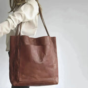 Dames shopper tas | Ruime vintage schoudertas met leren look