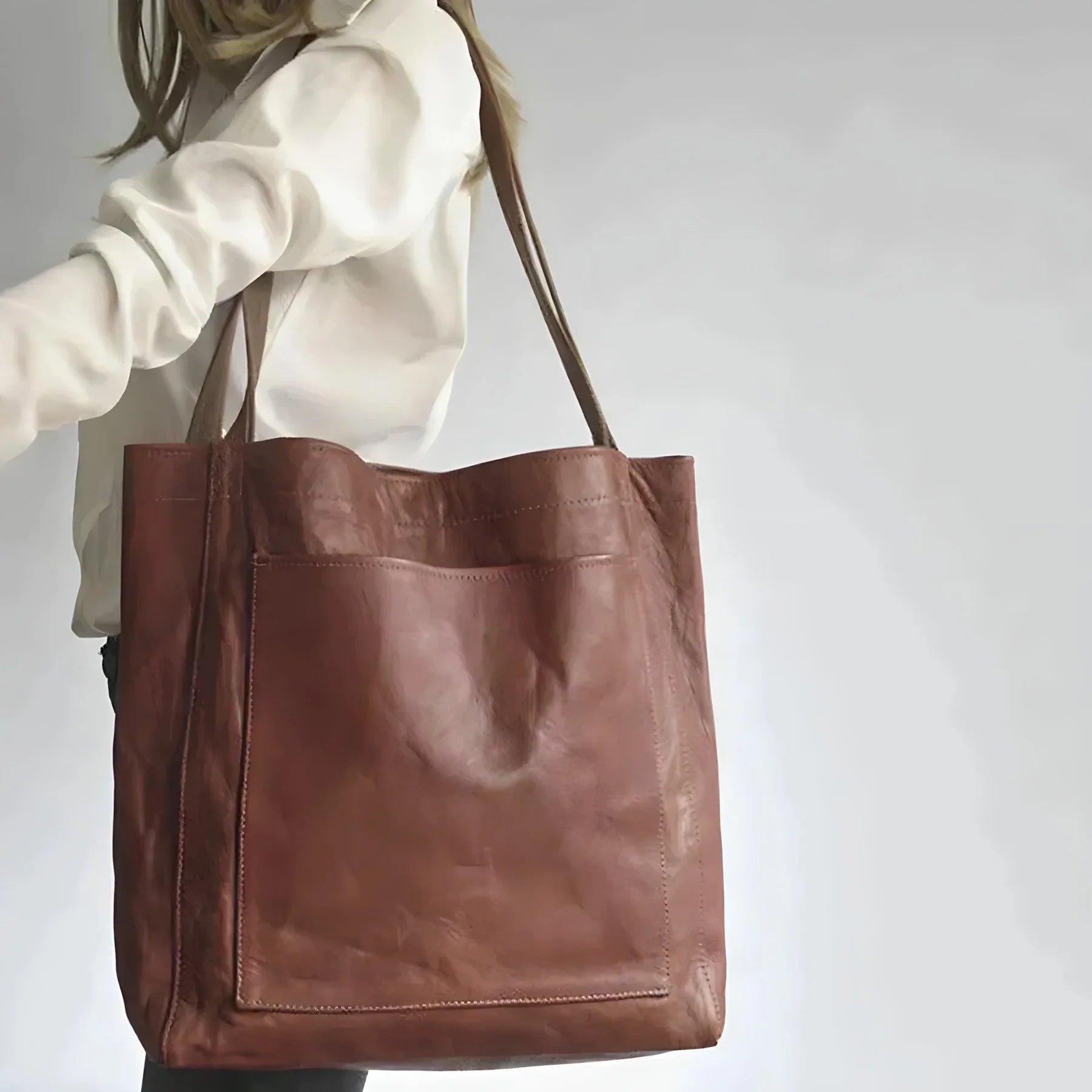 Dames shopper tas | Ruime vintage schoudertas met leren look