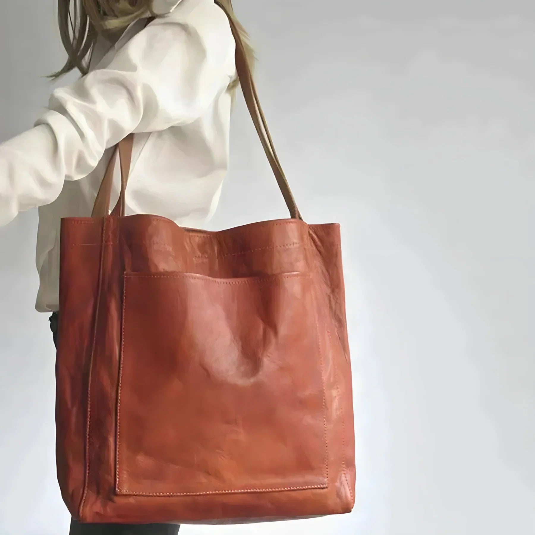 Dames shopper tas | Ruime vintage schoudertas met leren look