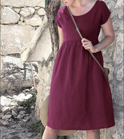 Dames zomerjurk midi met korte mouwen