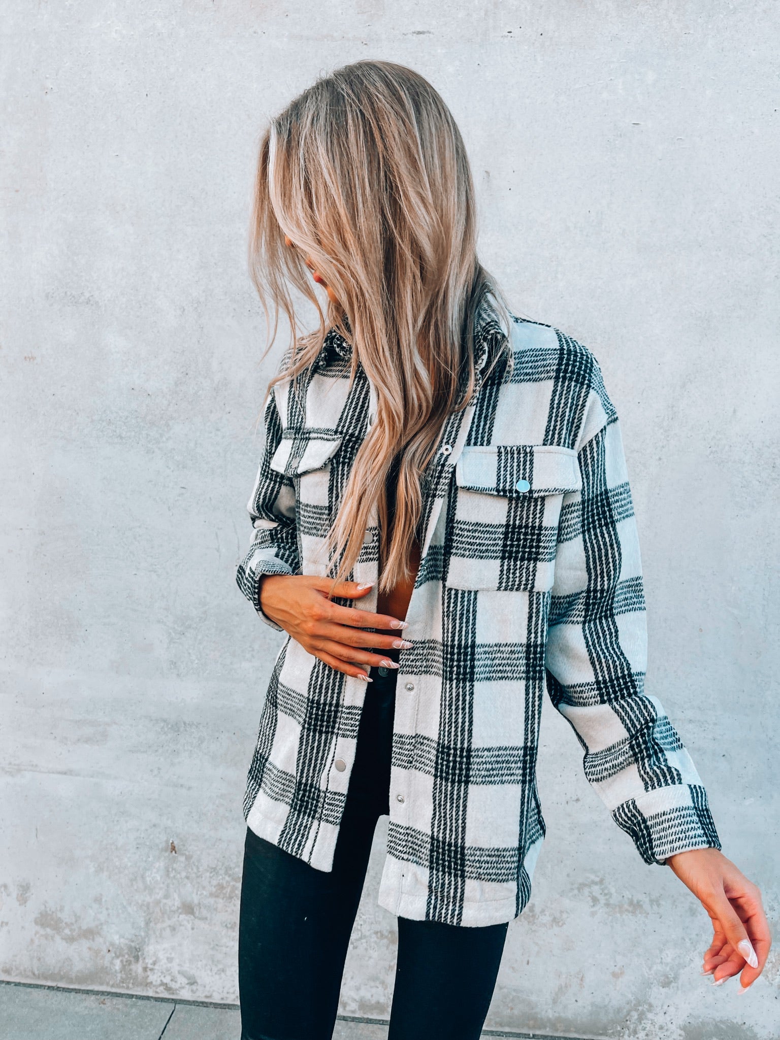 Dames shacket | Oversized vest met ruitpatroon