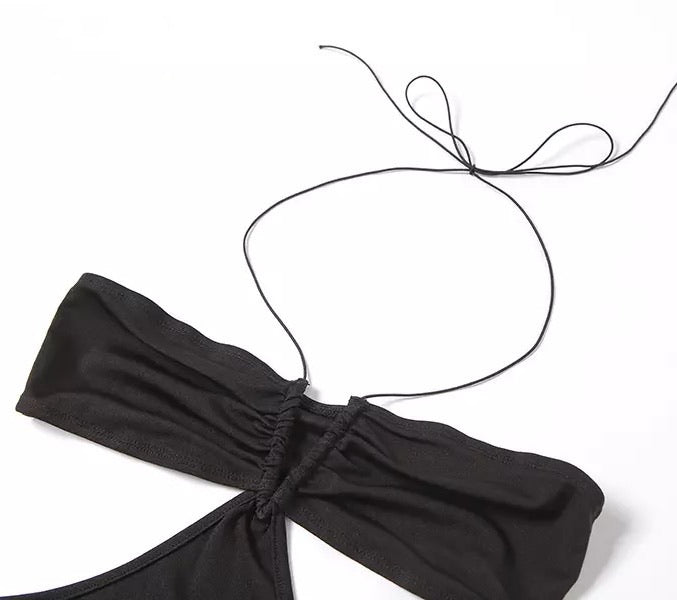 Dames zomerjurk halter met cut-out detail en split