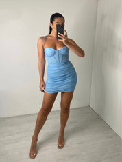 Strakke dames zomerjurk - Mesh en corset detail