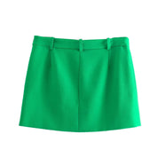Groene dames set - Blazer en mini rok set oversized met split