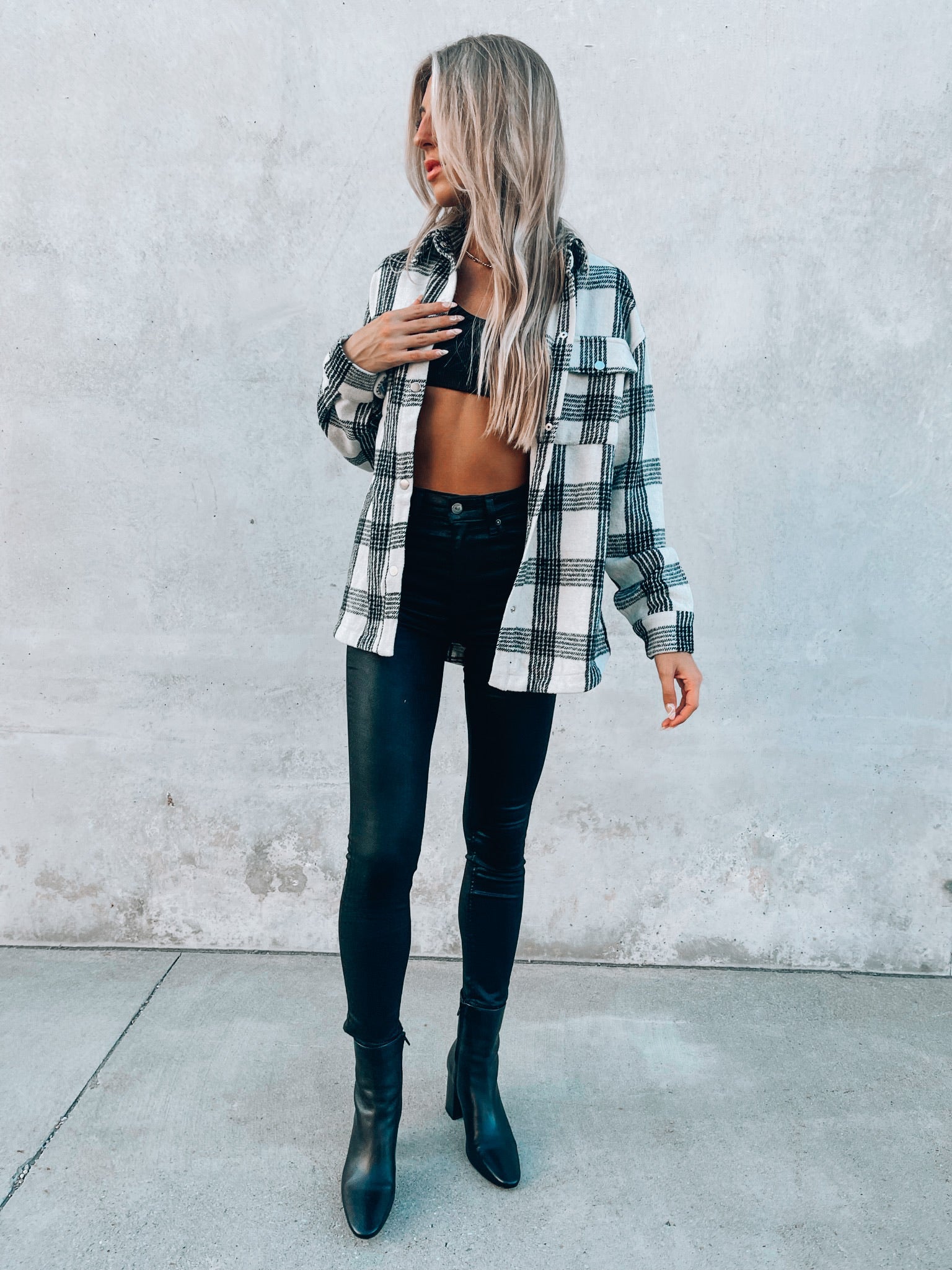 Dames shacket | Oversized vest met ruitpatroon