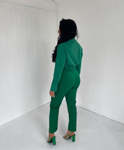 Dames crop top met knoop detail groen
