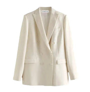 Crème blazer dames - Oversized pasvorm en dubbele knoopsluiting