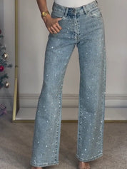 Dames glitter flared jeans | Strass versierde spijkerbroek