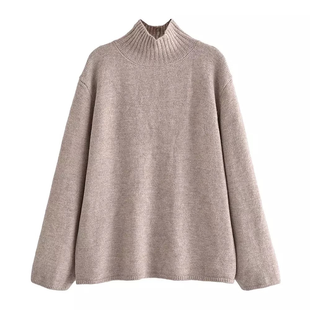 Dames gebreide trui en mini rok set taupe - Voor koele zomeravonden