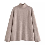 Dames gebreide trui en mini rok set taupe - Voor koele zomeravonden