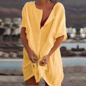 Dames zomerjurk midi met korte mouwen