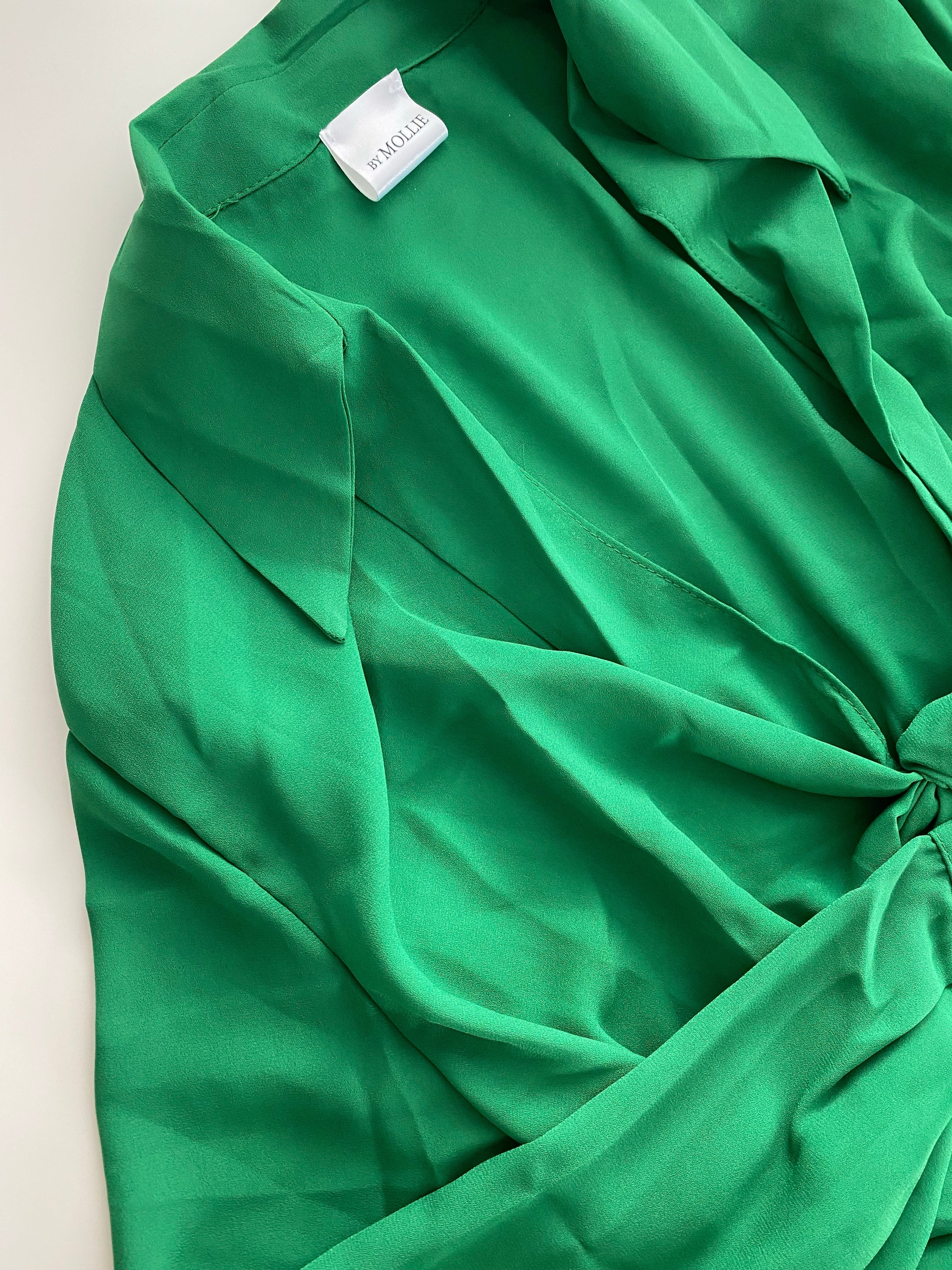 Dames crop top met knoop detail groen