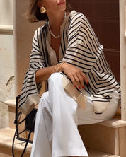 Dames blouse met elegante pasvorm en streeppatroon