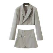 Dames tweedelig pak met blazer en minirok - Zomer set
