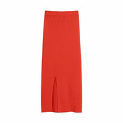 Dames zomerset met bralet in rood - Cropped top en split rok midi
