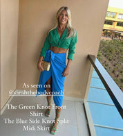 Dames crop top met knoop detail groen