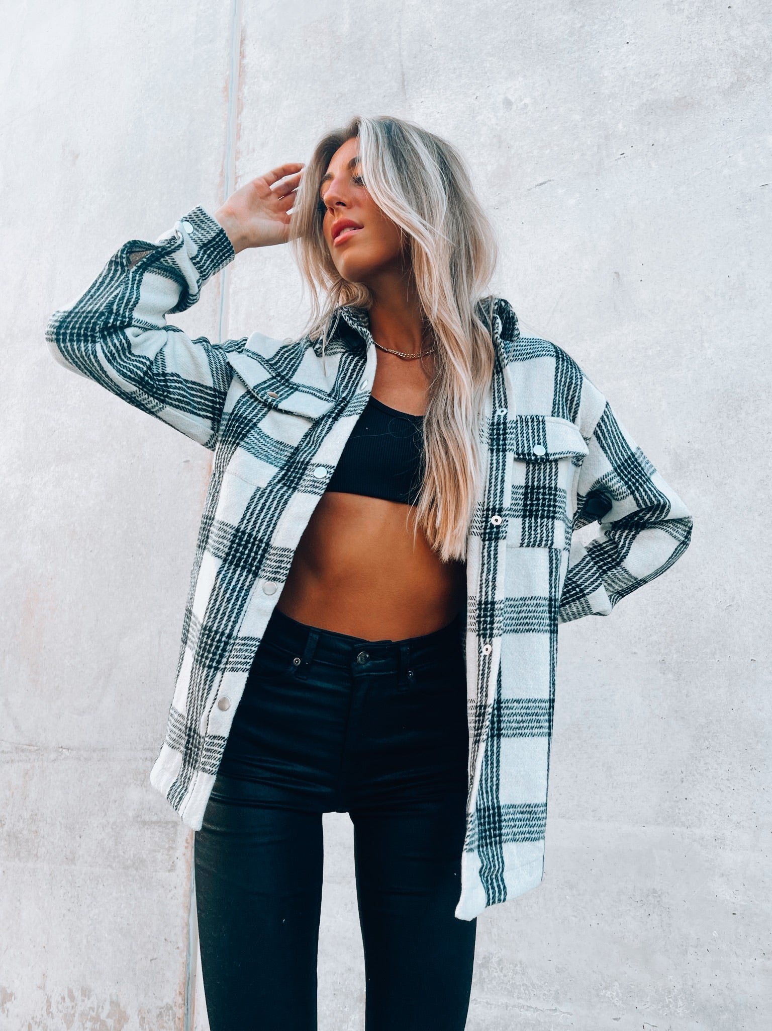 Dames shacket | Oversized vest met ruitpatroon