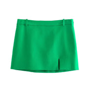 Groene dames set - Blazer en mini rok set oversized met split