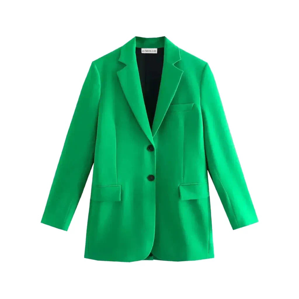 Groene dames set - Blazer en mini rok set oversized met split