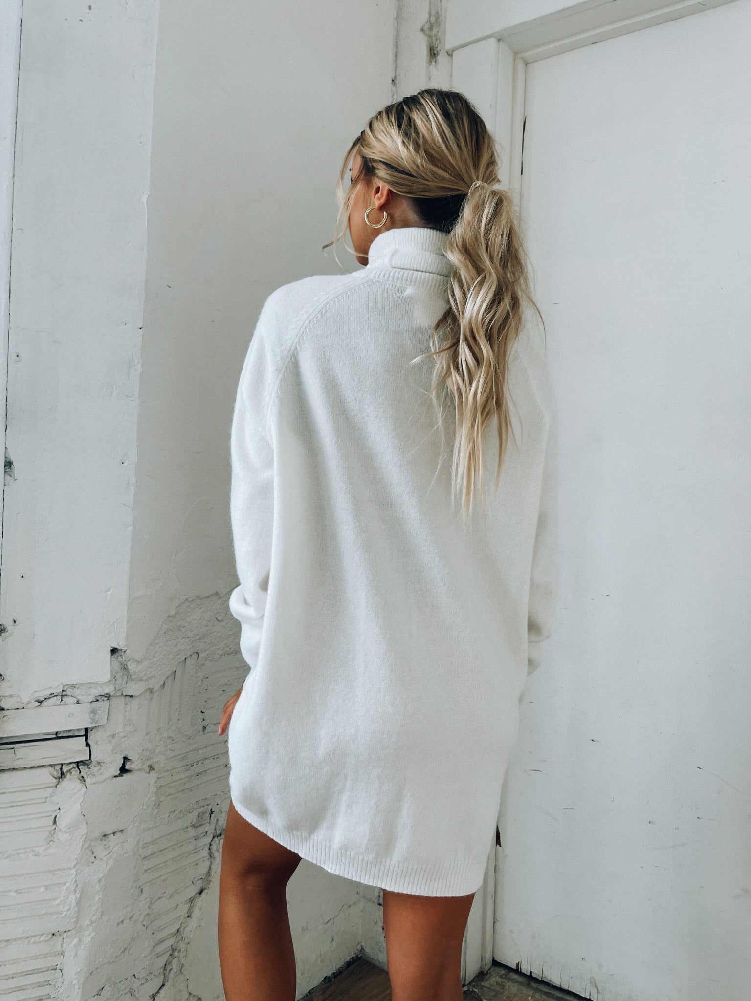 Oversized dames sweater dress | Knitwear mini-jurk met turtleneck