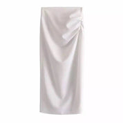Dames witte crop shirt en midi rok set met split - Zomer set