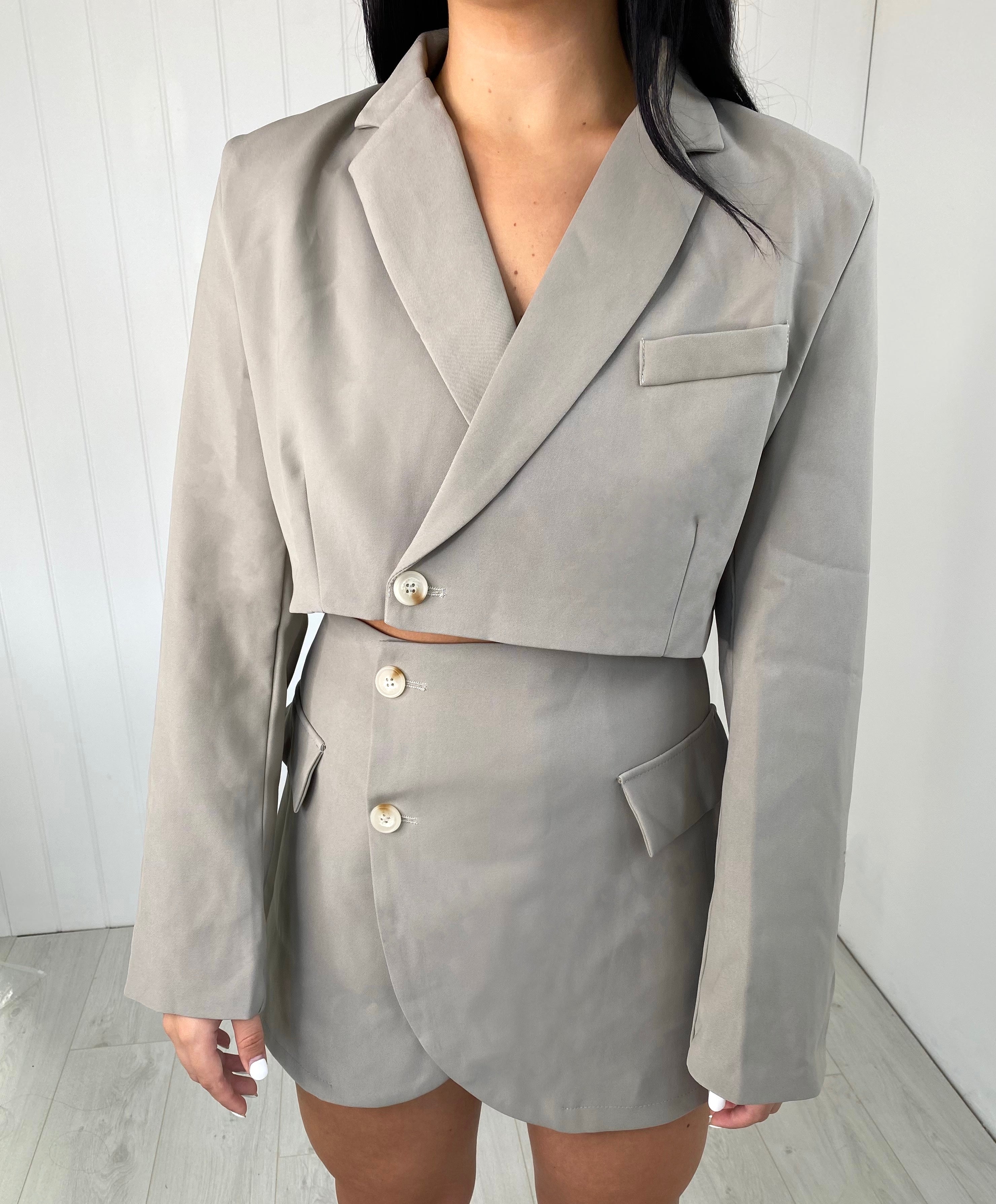 Dames tweedelig pak met blazer en minirok - Zomer set