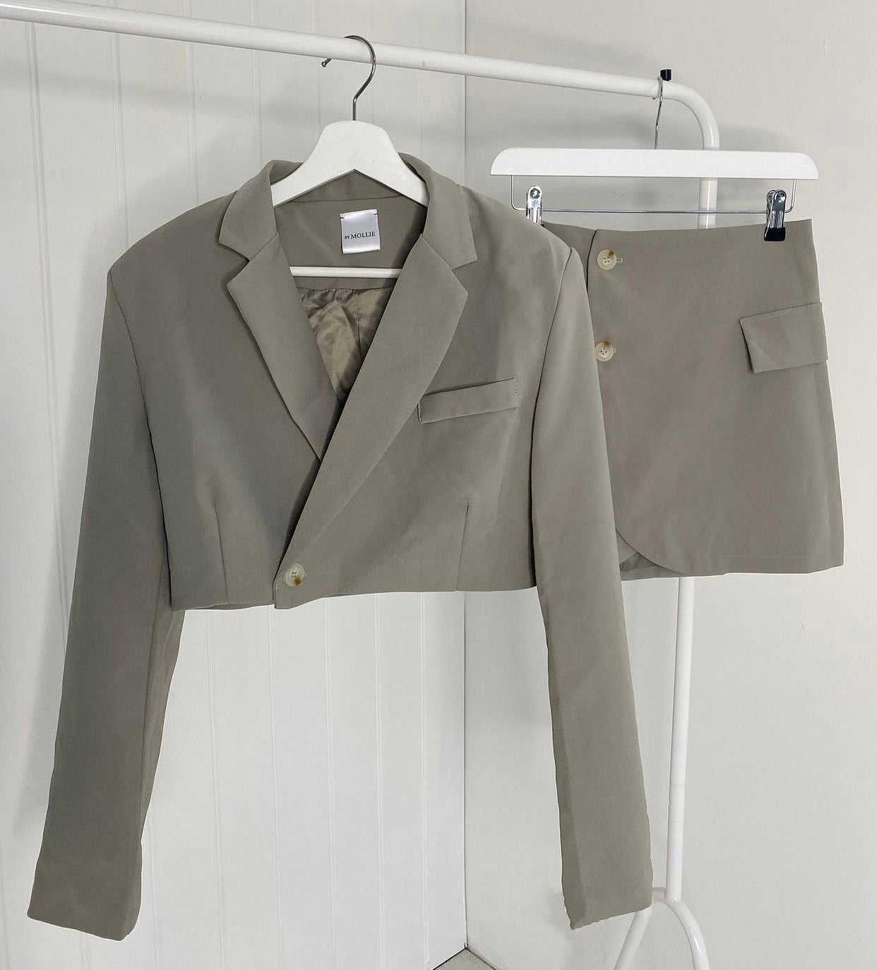 Dames tweedelig pak met blazer en minirok - Zomer set