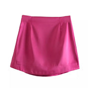 Dames satijnen mini rok in roze