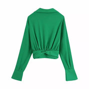 Dames crop top met knoop detail groen