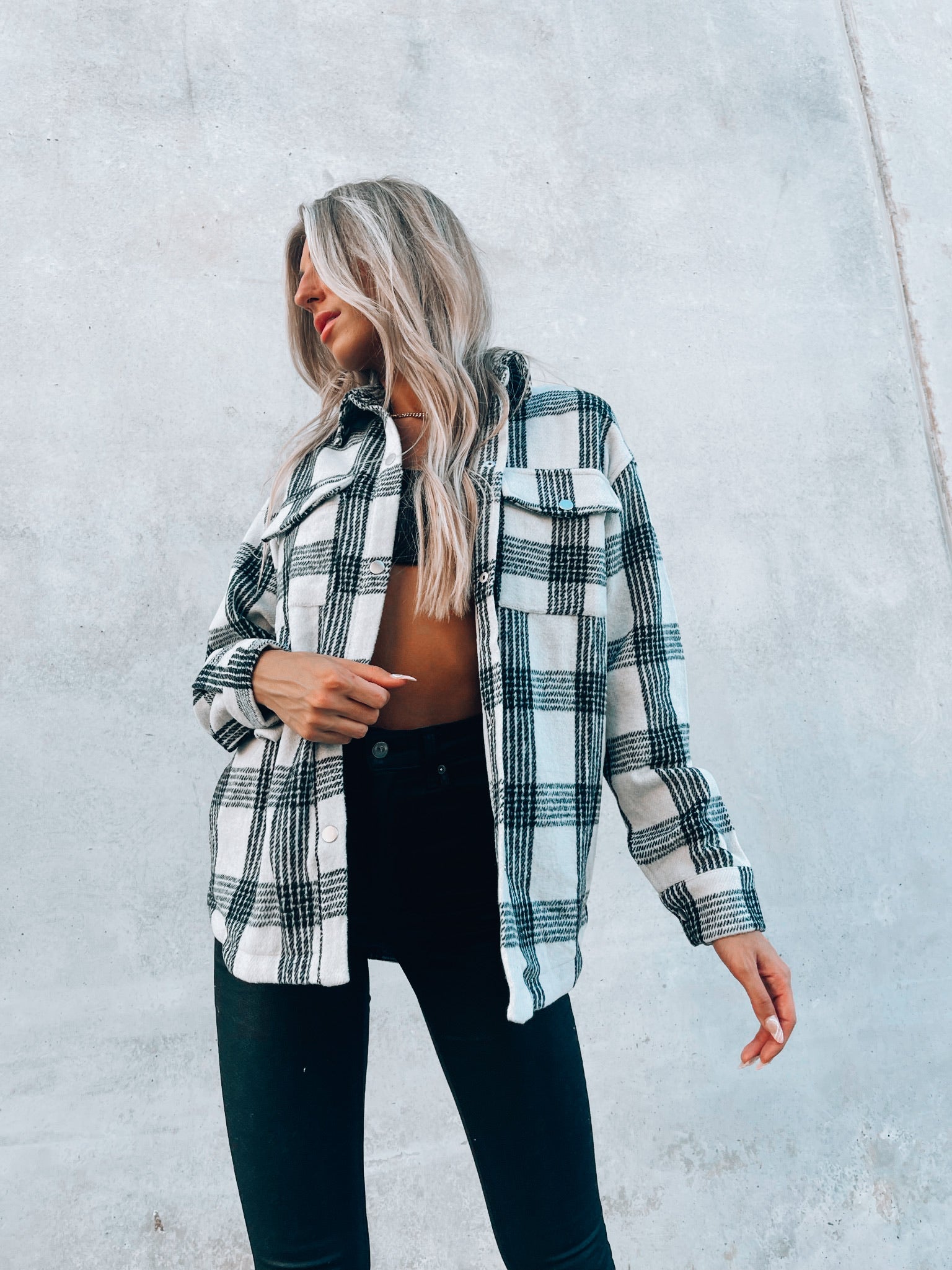 Dames shacket | Oversized vest met ruitpatroon