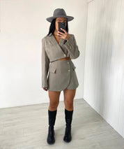 Dames tweedelig pak met blazer en minirok - Zomer set