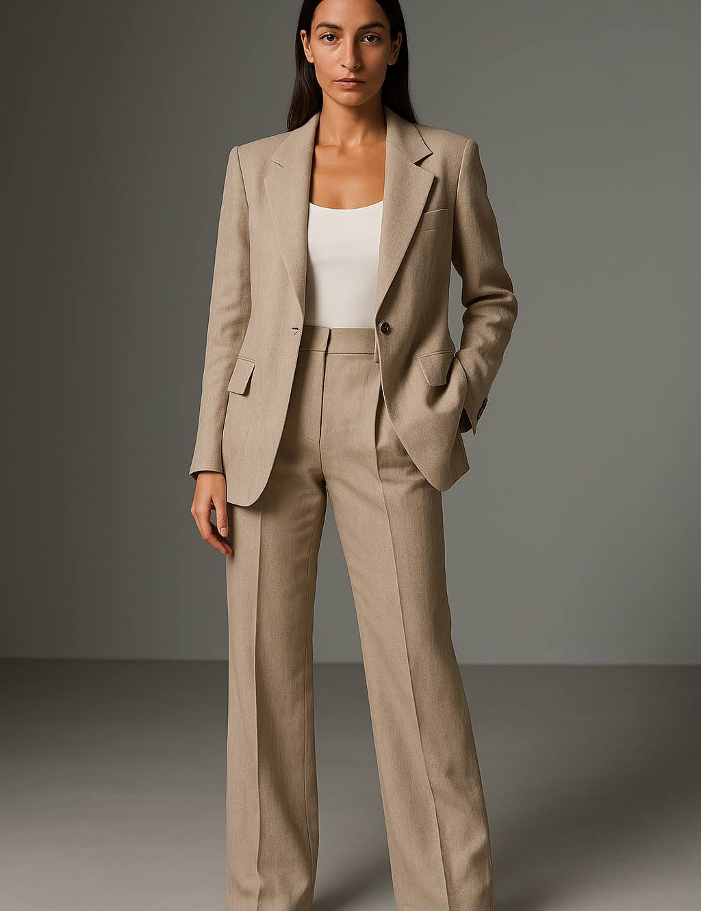 Dames blazer-pantalon set | Elegante colbert met rechte pantalon