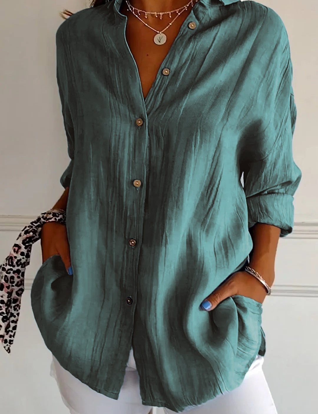 Losvallende dames blouse | Luchtig overhemd met knoopsluiting