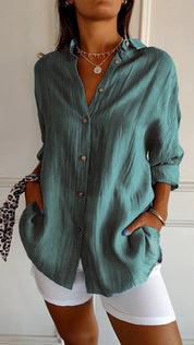 Losvallende dames blouse | Luchtig overhemd met knoopsluiting