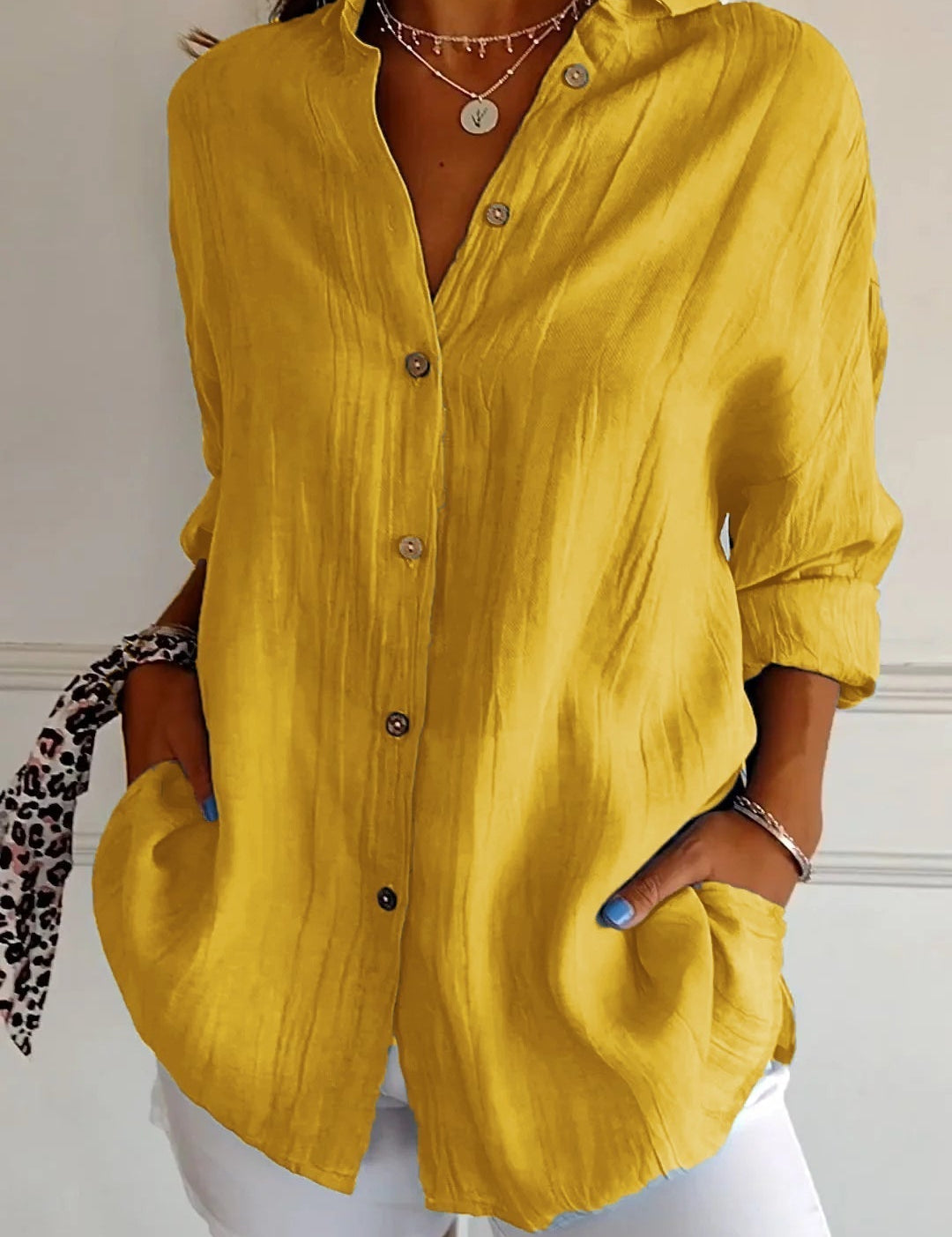 Losvallende dames blouse | Luchtig overhemd met knoopsluiting