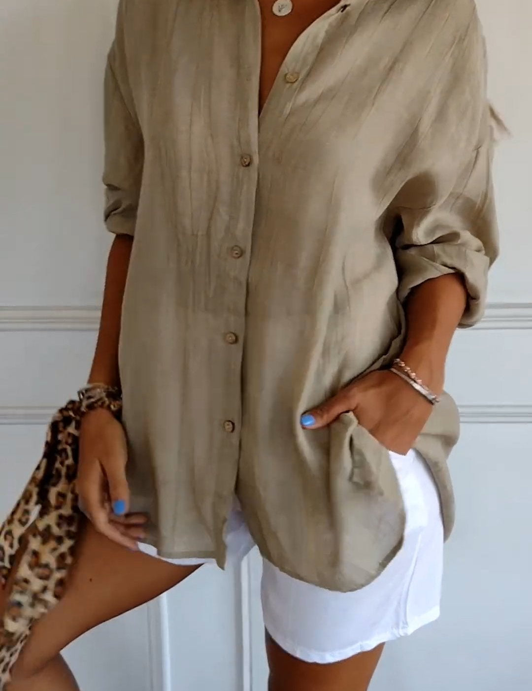 Losvallende dames blouse | Luchtig overhemd met knoopsluiting