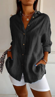 Losvallende dames blouse | Luchtig overhemd met knoopsluiting