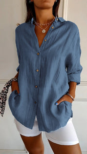 Losvallende dames blouse | Luchtig overhemd met knoopsluiting