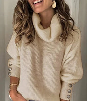 Dames oversized coltrui | Winter sweater met manchet knopen