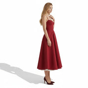 Satijnen Corset Midi Jurk met Tule Rok