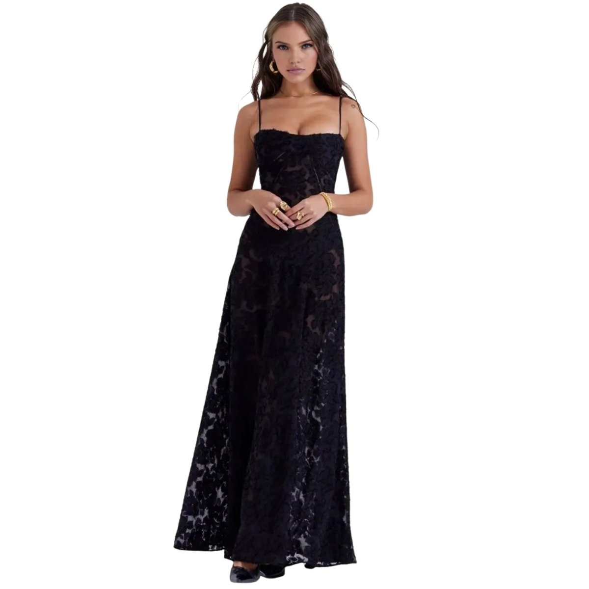 Elegante Corset Maxi Jurk met Bloemenprint - Avondjurk